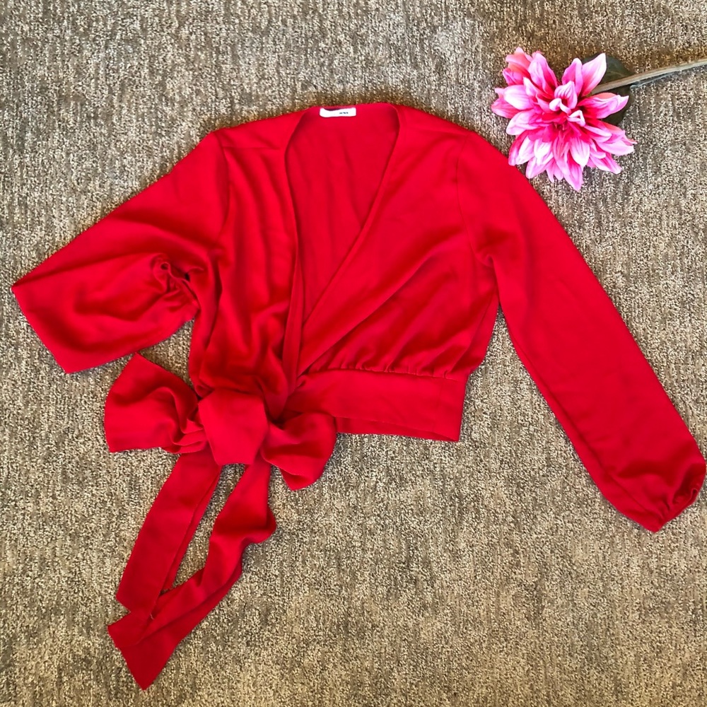 Fashion Nova Red Wrap Around Top